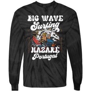 Big Wave Surfing Nazaré Portugal Surfer Surf Tie-Dye Long Sleeve Shirt