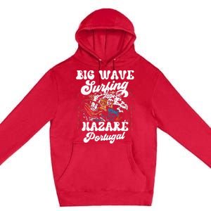 Big Wave Surfing Nazaré Portugal Surfer Surf Premium Pullover Hoodie