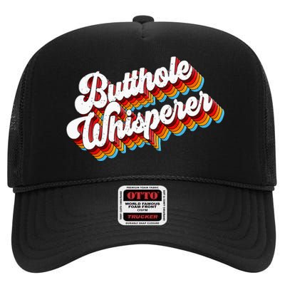 Butthole Whisperer Sarcastic Jokes Retro High Crown Mesh Back Trucker Hat