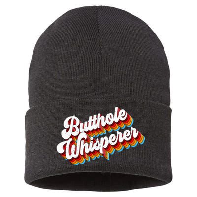 Butthole Whisperer Sarcastic Jokes Retro Sustainable Knit Beanie