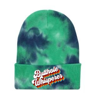 Butthole Whisperer Sarcastic Jokes Retro Tie Dye 12in Knit Beanie