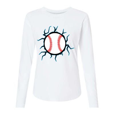 Baseball Window Smash Womens Cotton Relaxed Long Sleeve T-Shirt