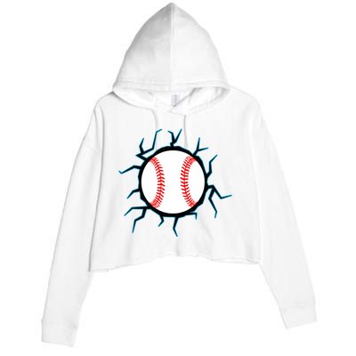 Baseball Window Smash Crop Fleece Hoodie