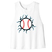 Baseball Window Smash Women's Racerback Cropped Tank