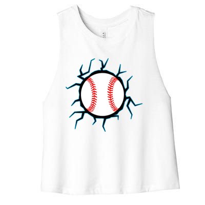 Baseball Window Smash Women's Racerback Cropped Tank