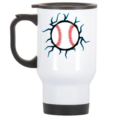 Baseball Window Smash Stainless Steel Travel Mug