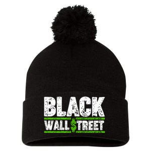 Black Wall Street Pom Pom 12in Knit Beanie