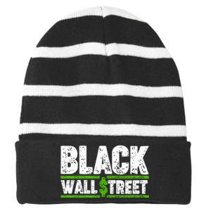 Black Wall Street Striped Beanie with Solid Band