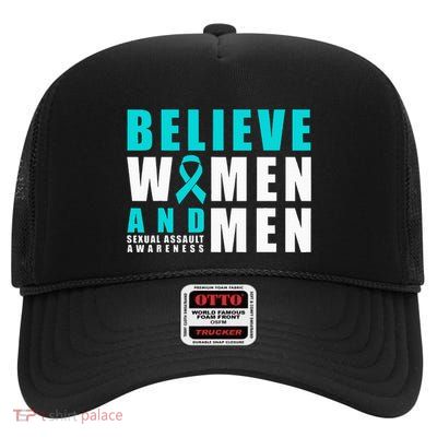 Belive Women & Sexual Assault Awareness Ribbon High Crown Mesh Back Trucker Hat