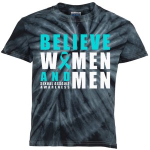 Belive Women & Sexual Assault Awareness Ribbon Kids Tie-Dye T-Shirt