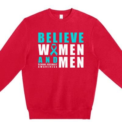 Belive Women & Sexual Assault Awareness Ribbon Premium Crewneck Sweatshirt