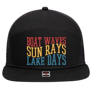 Boat Waves Sun Rays Lake Days 7 Panel Mesh Trucker Snapback Hat