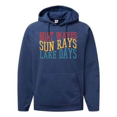 Boat Waves Sun Rays Lake Days Performance Fleece Hoodie