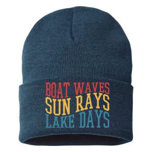 Boat Waves Sun Rays Lake Days Sustainable Knit Beanie