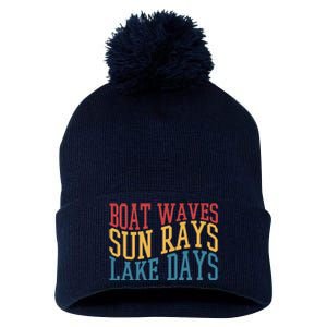 Boat Waves Sun Rays Lake Days Pom Pom 12in Knit Beanie