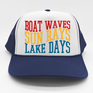 Boat Waves Sun Rays Lake Days Trucker Hat