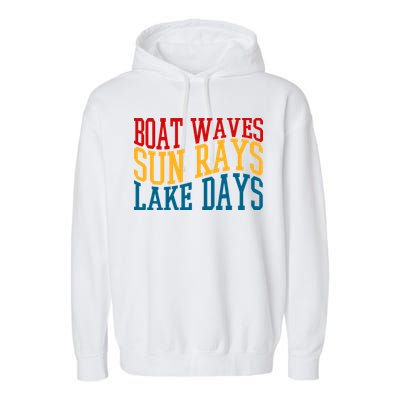 Boat Waves Sun Rays Lake Days Garment-Dyed Fleece Hoodie