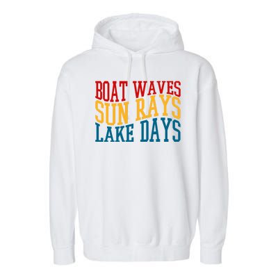 Boat Waves Sun Rays Lake Days Garment-Dyed Fleece Hoodie