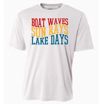 Boat Waves Sun Rays Lake Days Cooling Performance Crew T-Shirt