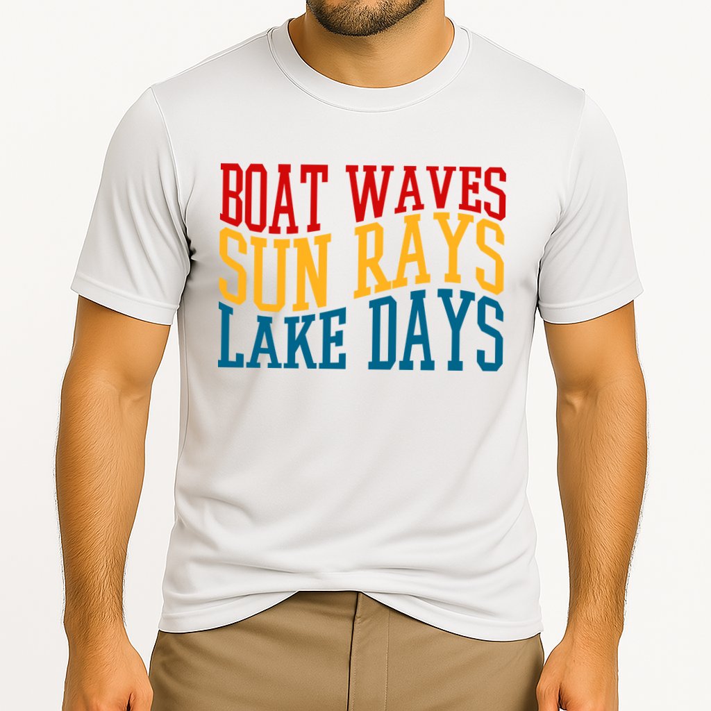 Boat Waves Sun Rays Lake Days Performance Shirt