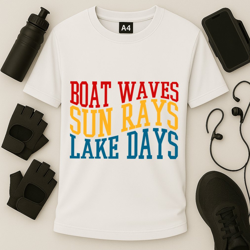 Boat Waves Sun Rays Lake Days Performance Shirt
