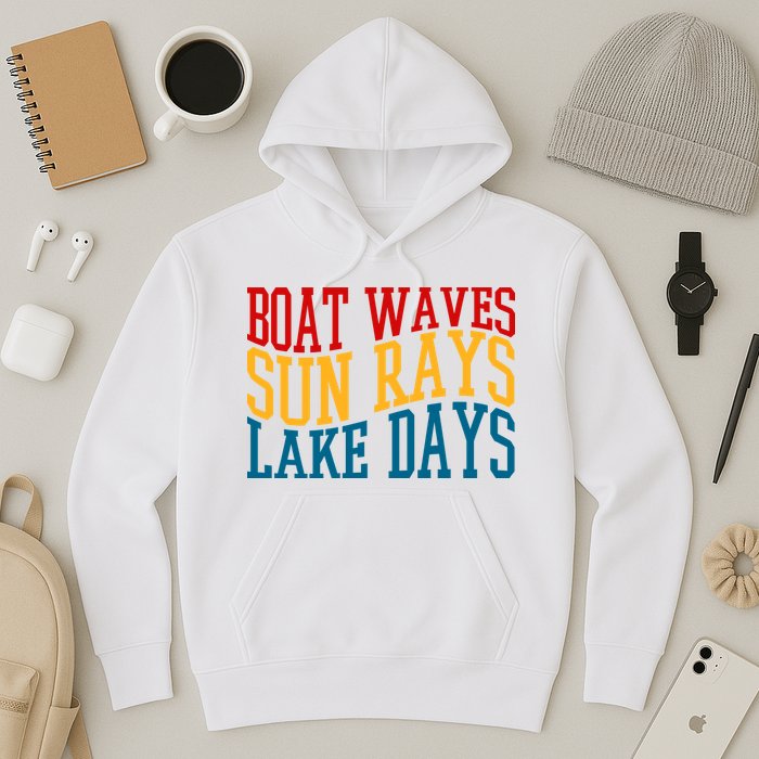 Boat Waves Sun Rays Lake Days Hoodie