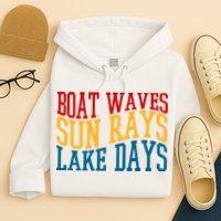 Boat Waves Sun Rays Lake Days Hoodie