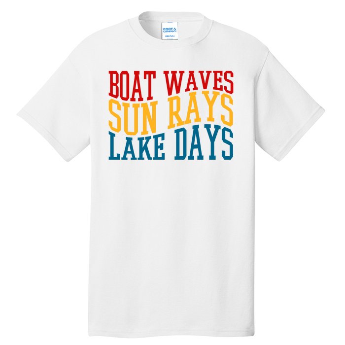 Boat Waves Sun Rays Lake Days Tall T-Shirt