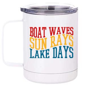 Boat Waves Sun Rays Lake Days 12 oz Stainless Steel Tumbler Cup