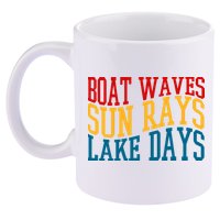 Boat Waves Sun Rays Lake Days 11oz C Handle Ceramic Mug