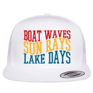 Boat Waves Sun Rays Lake Days Flat Bill Trucker Hat