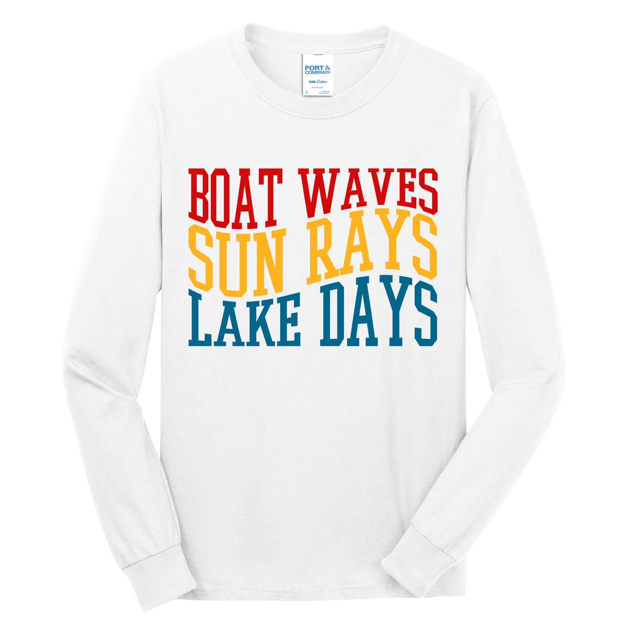 Boat Waves Sun Rays Lake Days Tall Long Sleeve T-Shirt