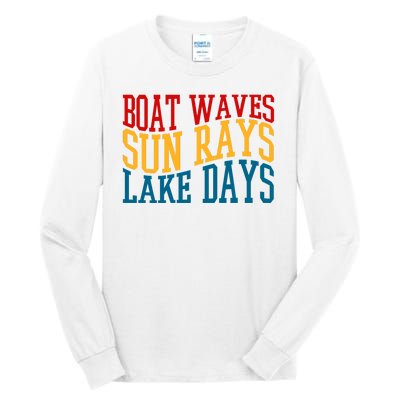 Boat Waves Sun Rays Lake Days Tall Long Sleeve T-Shirt