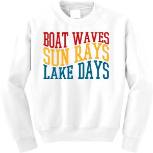 Boat Waves Sun Rays Lake Days Kids Sweatshirt