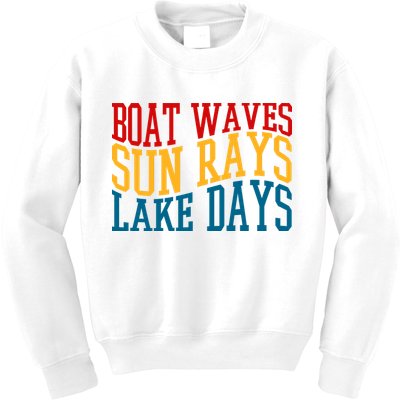 Boat Waves Sun Rays Lake Days Kids Sweatshirt