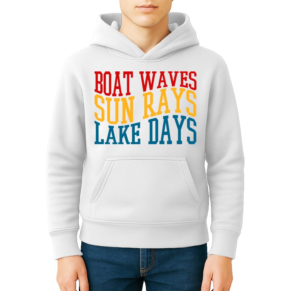 Boat Waves Sun Rays Lake Days Kids Hoodie