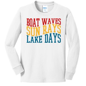 Boat Waves Sun Rays Lake Days Kids Long Sleeve Shirt