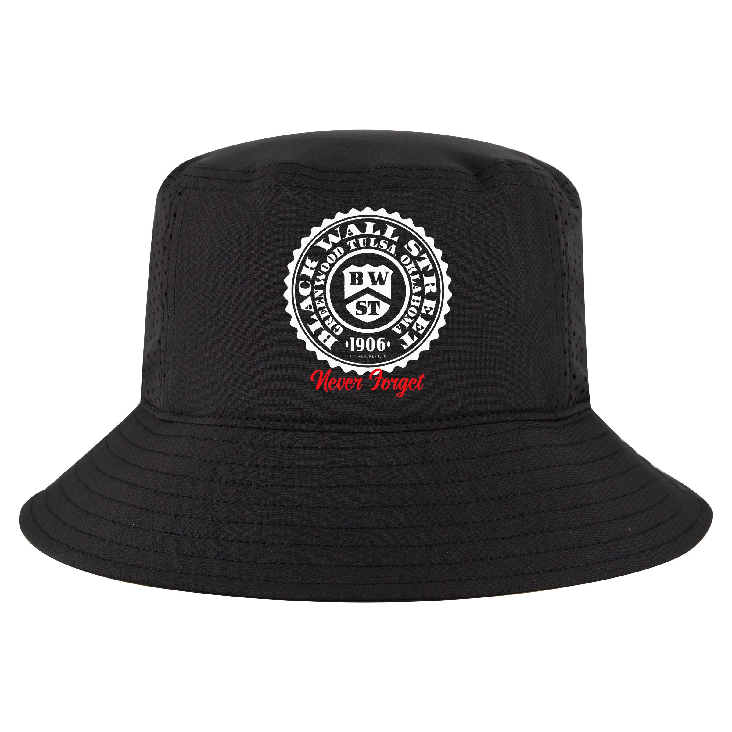 Black Wall Street Seal Greenwood Tulsa Oklahoma Never Forget Cool Comfort Performance Bucket Hat