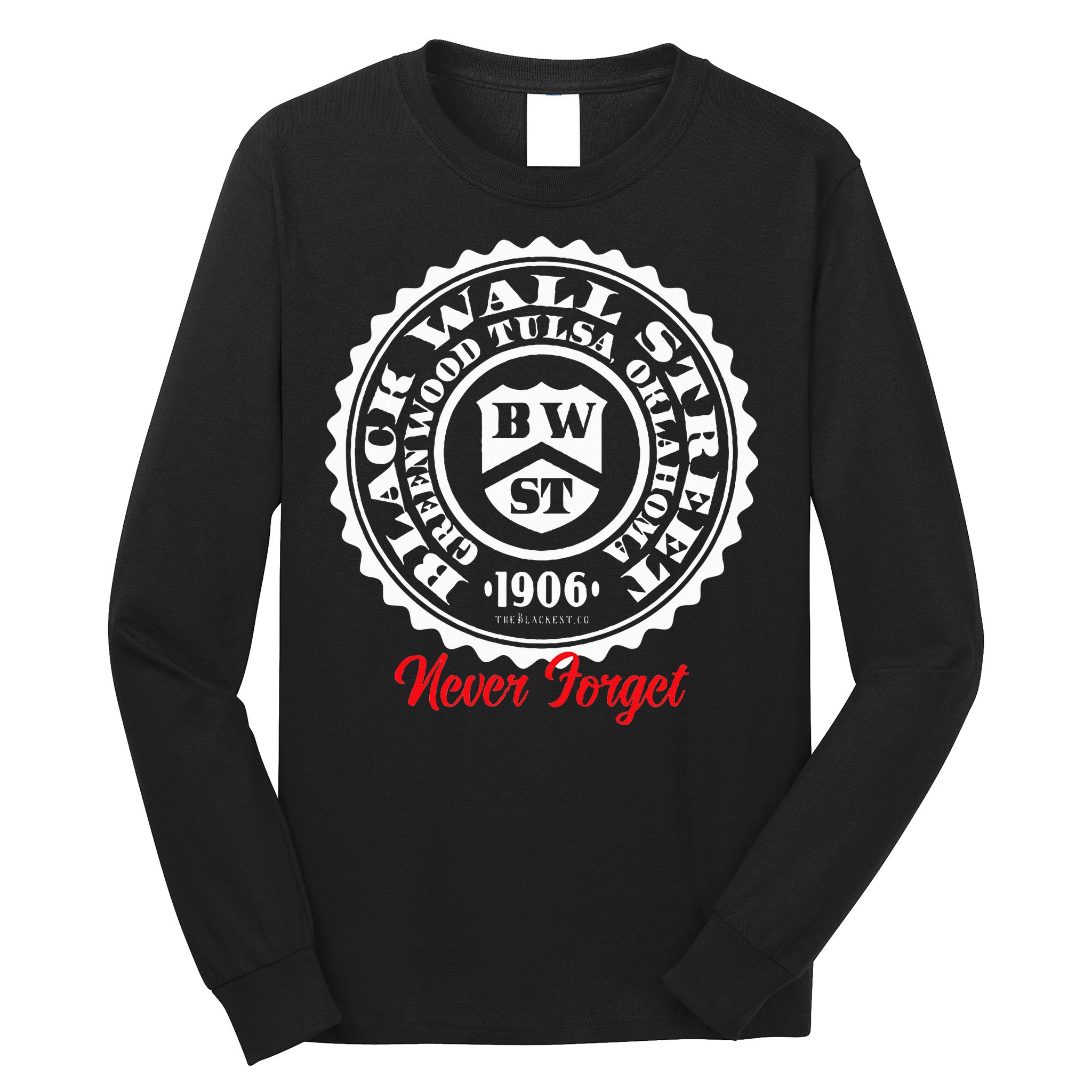 Black Wall Street Seal Greenwood Tulsa Oklahoma Never Forget Long Sleeve Shirt