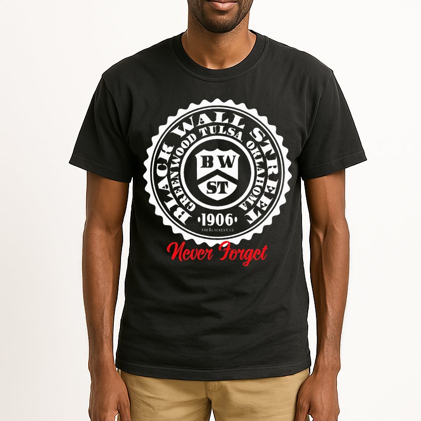 Black Wall Street Seal Greenwood Tulsa Oklahoma Never Forget Tall T-Shirt