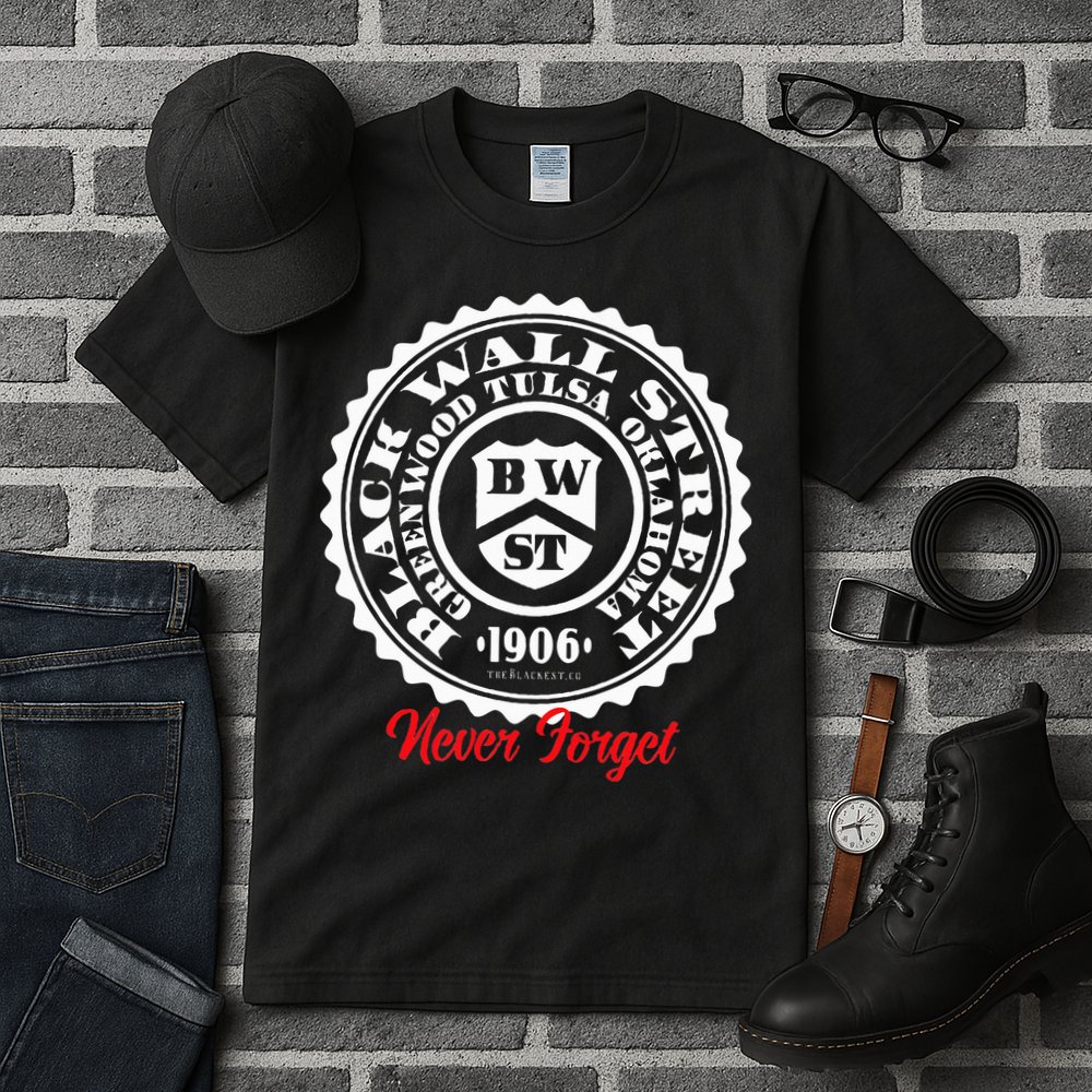 Black Wall Street Seal Greenwood Tulsa Oklahoma Never Forget Tall T-Shirt