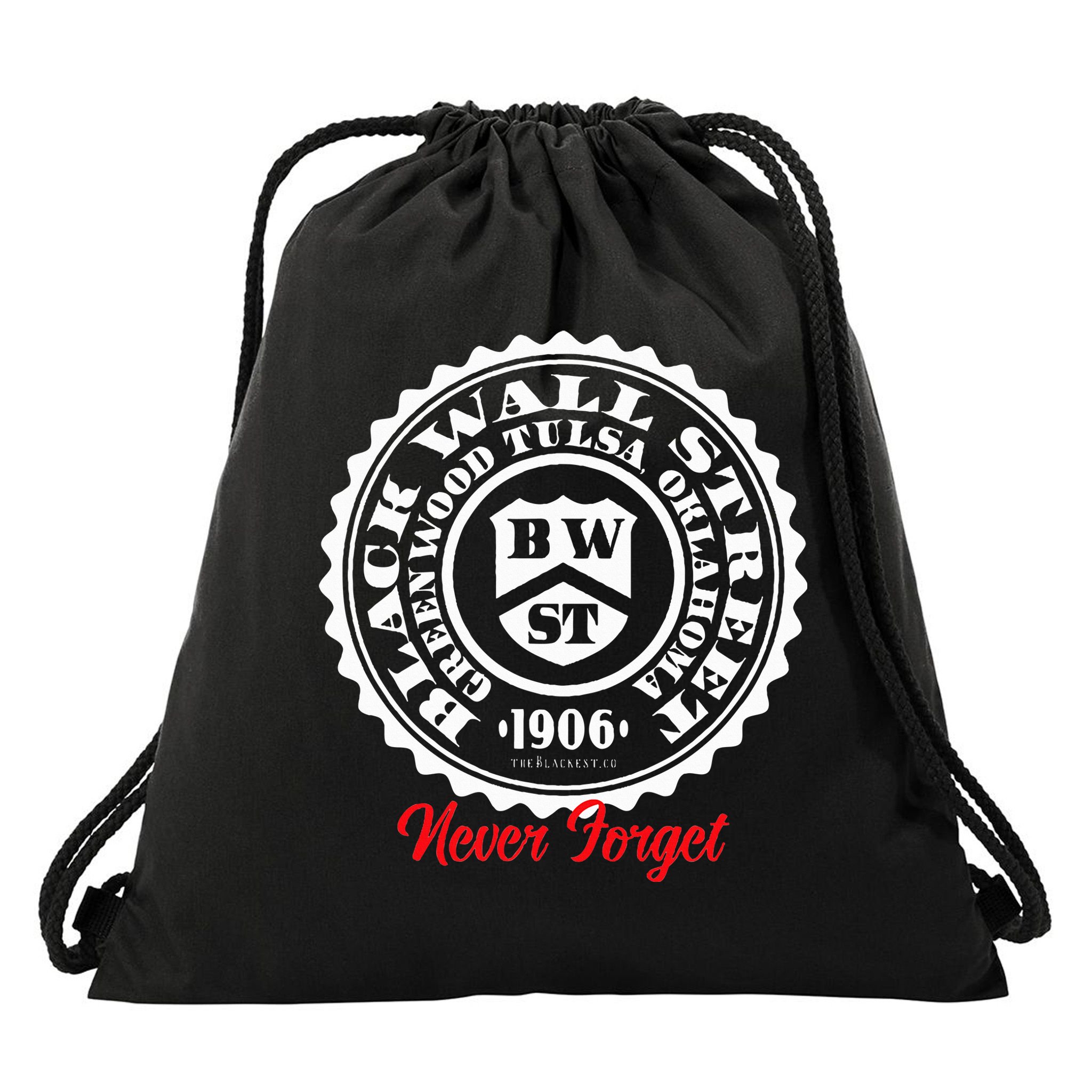 Black Wall Street Seal Greenwood Tulsa Oklahoma Never Forget Drawstring Bag