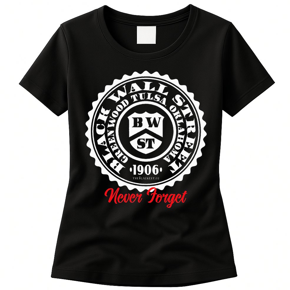 Black Wall Street Seal Greenwood Tulsa Oklahoma Never Forget Womens T-Shirt