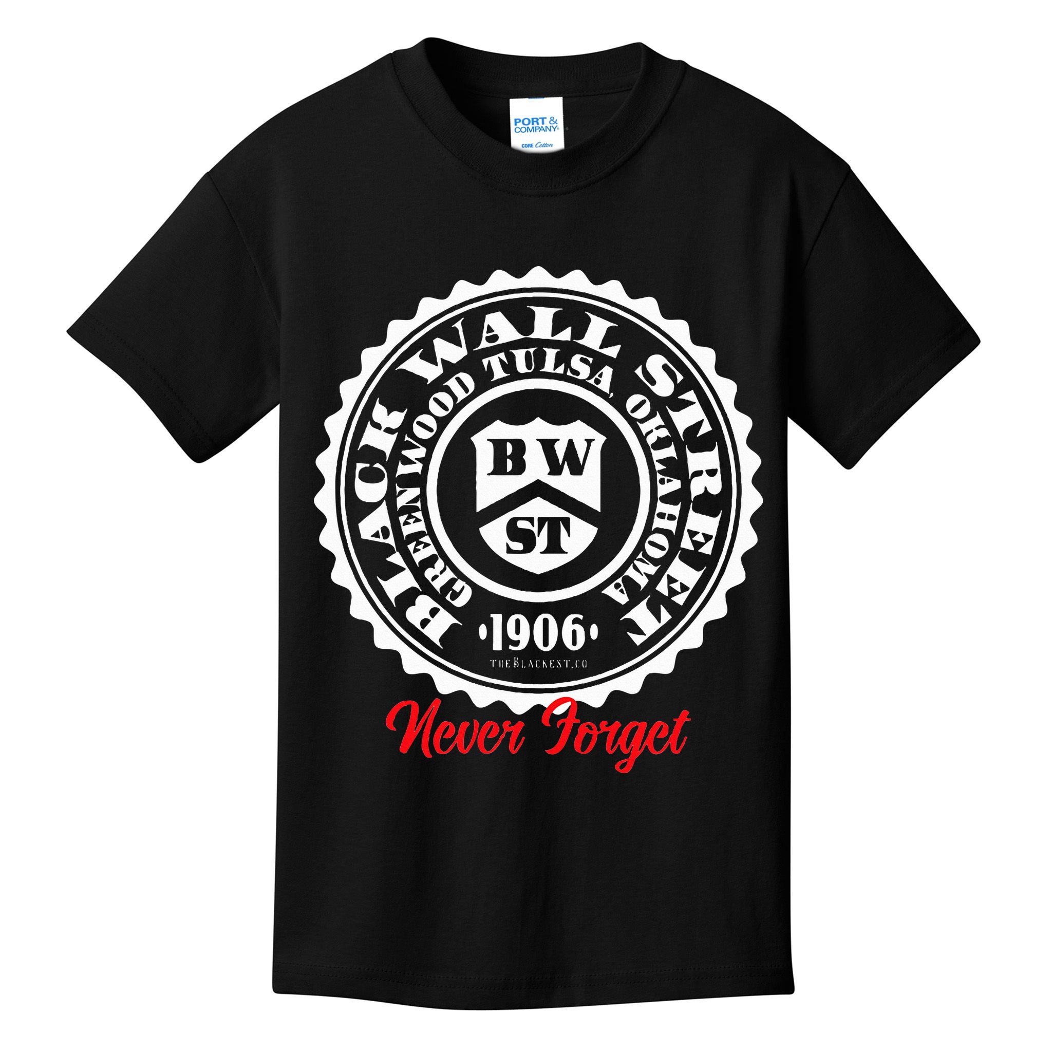 Black Wall Street Seal Greenwood Tulsa Oklahoma Never Forget Kids T-Shirt