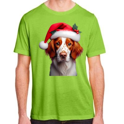 Brittany With Santa Hat Christmas Xmas Dog Owner Lover Mom Gift Adult ChromaSoft Performance T-Shirt