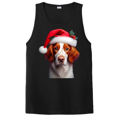 Brittany With Santa Hat Christmas Xmas Dog Owner Lover Mom Gift PosiCharge Competitor Tank