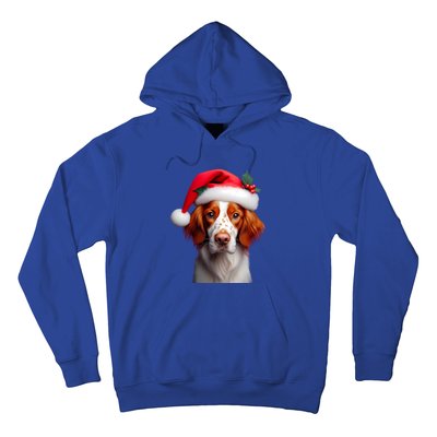 Brittany With Santa Hat Christmas Xmas Dog Owner Lover Mom Gift Hoodie