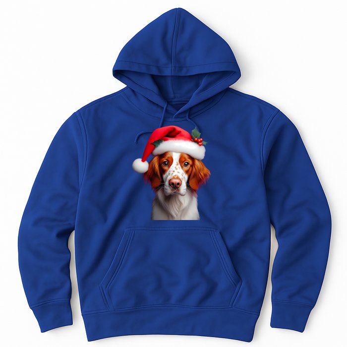 Brittany With Santa Hat Christmas Xmas Dog Owner Lover Mom Gift Hoodie