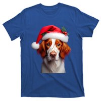 Brittany With Santa Hat Christmas Xmas Dog Owner Lover Mom Gift T-Shirt