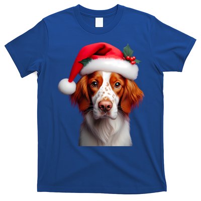 Brittany With Santa Hat Christmas Xmas Dog Owner Lover Mom Gift T-Shirt